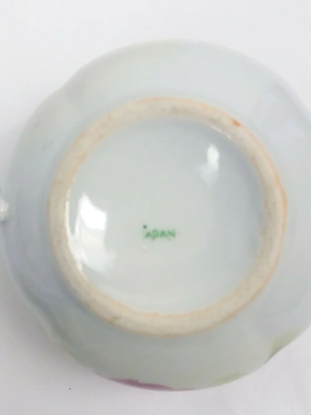 Japan Moriage Sugar Bowl lid Porcelain Double Handle Floral READ Flaw